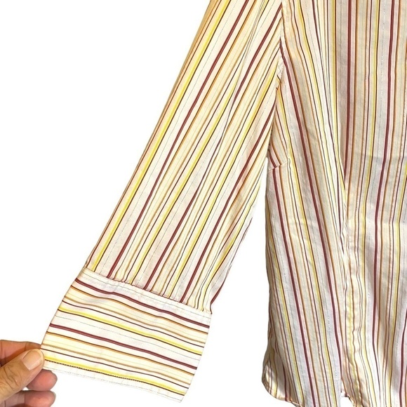 Chico's women's size 3 (L-16) button down 3/4 sleeve multi color striped shirt - Picture 6 of 9